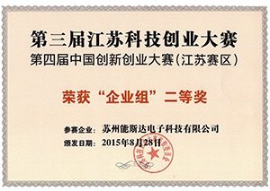 The 3rd Jiangsu Science and Technology Entrepreneurship Competition (Second Prize in the Enterprise Group)